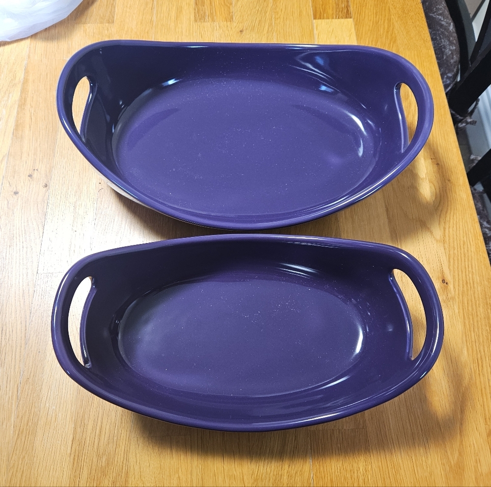 Rachael Ray Plum Purple Oval Ceramic Bakeware Set 1.25 Qt & 2.25 Qt Home Chef